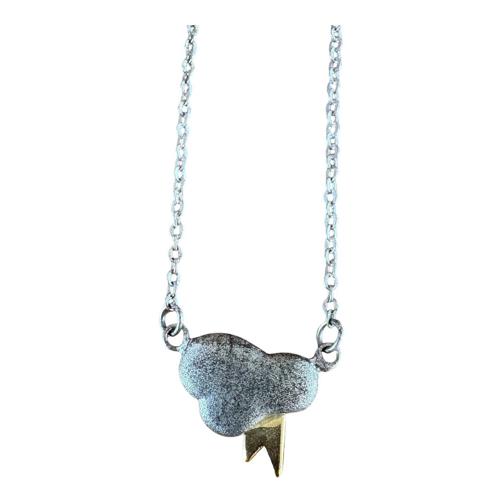 Sterling 925 Necklace Cloud with Gold-Plated Lightning Bolt 18"